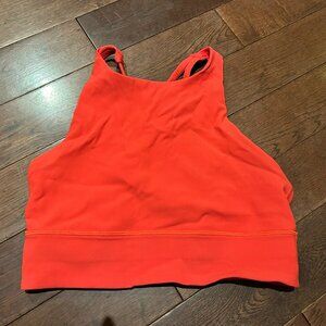 Lululemon Energy Bra High Neck Long Line Rib - Size 6, Carnation Red